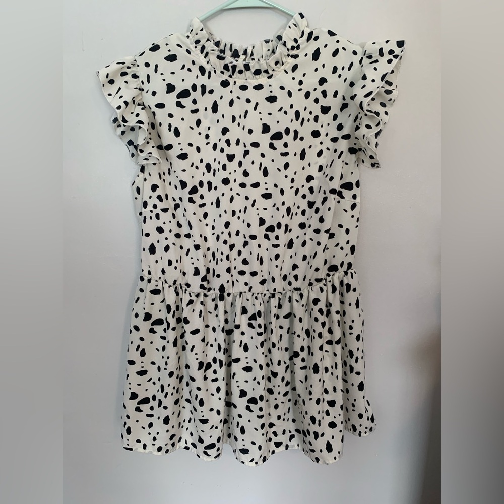 SHEIN Curve , 1XL , Dalmatian print peplum blouse - Picture 1 of 4